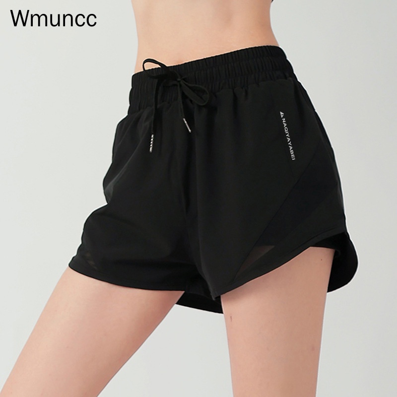 Quần Short Thể Thao Lưng Cao Ống Rộng Thoáng Khí Chống Chói Cho Nữ
