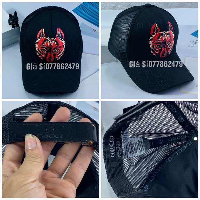 nón - Mũ lưỡi trai gusssssi sói đỏ phối lưới thể thao unisex thời trang