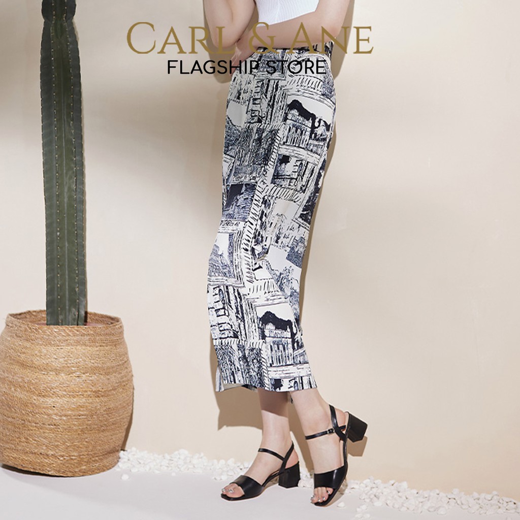 Carl &amp; Ane - Giày sandal cao gót quai ngang phối dây cao 5cm màu đen _ CS010