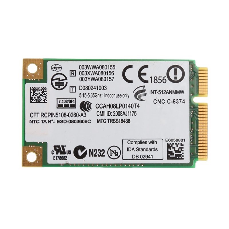 Bộ Định Tuyến Không Dây Intel 5100 Wifi 512an_mmw 300m Mini Pci-E 2.4 / 5ghz