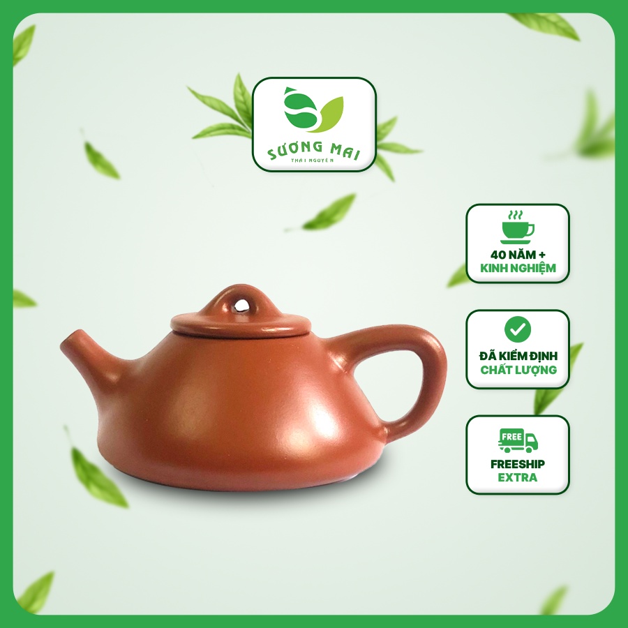 Ấm Trà Tử Sa SƯƠNG MAI Chu Sa Cảnh Chu Thạch Biều Chất Liệu Tử Sa Họa Tiết Sắc Xảo Dung Tích 180ml