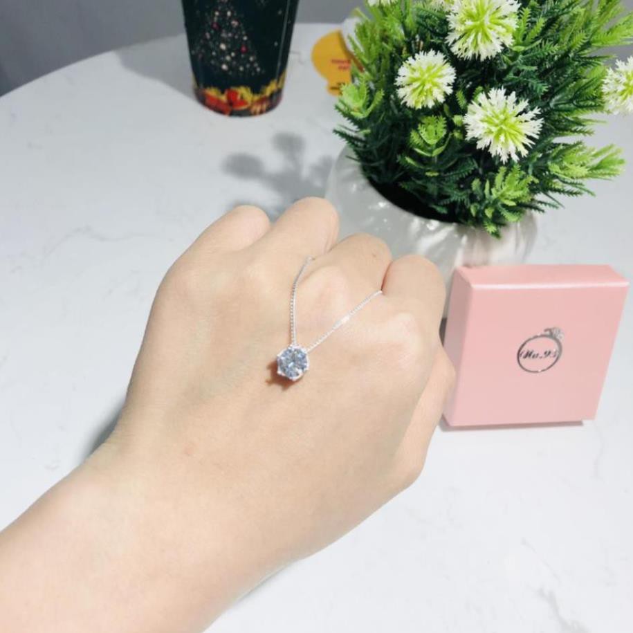 (BẠC CHUẨN)  DÂY CHUYỀN BẠC Ý 925 CHO NỮ MẶT ĐÁ TRÒN PHỤ KIỆN TRANG SỨC CAO CẤP NO.93 VÒNG CỔ NỮ ĐẸP