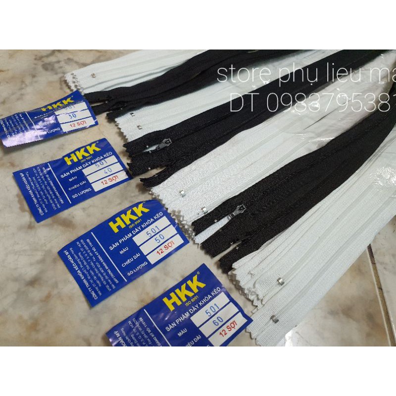 Dây kéo thương hiệu HKK đuôi đóng số 3 /may bao gối
