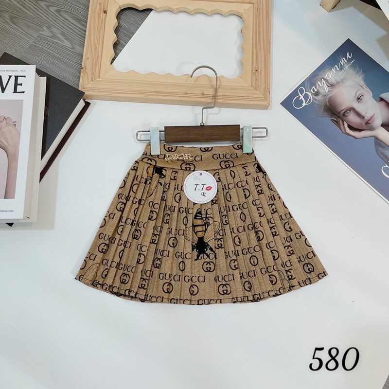 Chân váy dạ kẻ có quần lót bên trong size đại cho bé gái