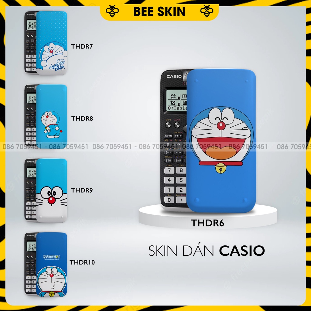 Skin dán máy tính CASIO In Hình DoraemonBộ 2  thdrb2