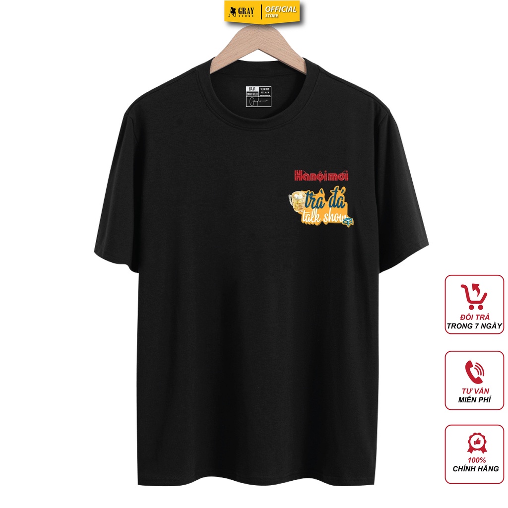 Áo thun nam nữ cổ tròn họa tiết Hà Nội Plus GRAYHOMME vải Cotton xu xịn dáng unisex - TSG206