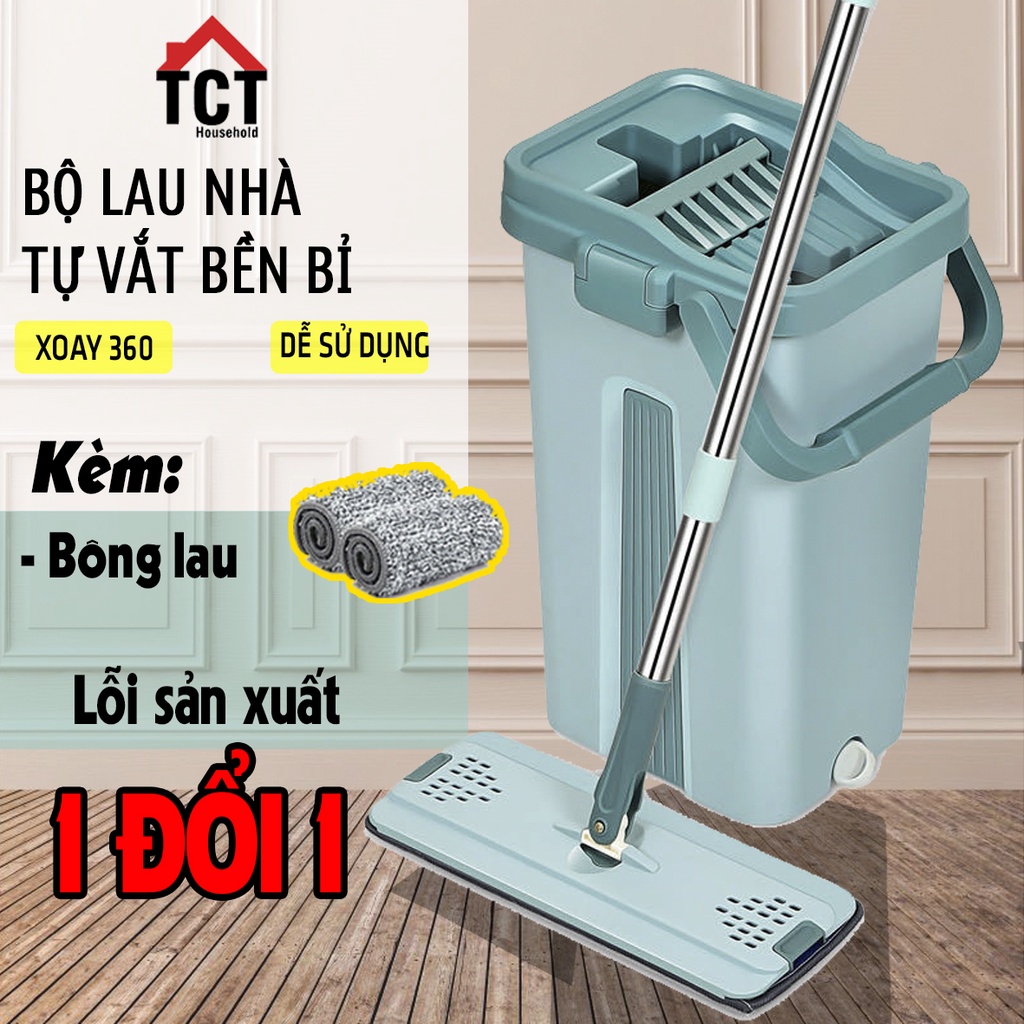 Cây Lau Nhà 360 Độ Tự Vắt Thông Minh, Thùng Lau Nhà Bền Bỉ TCTHouseHold Hàng chất lượng cao
