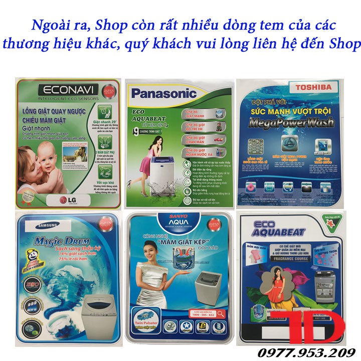 Miếng dán máy giặt AQUA SANYO, tem dán trang trí máy giặt AQUA SANYO mẫu 2