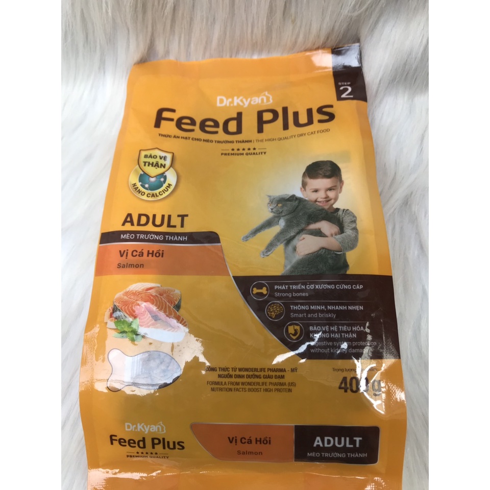 Thức ăn cho mèo Feed Plus 400g, Thức ăn hạt khô cho mèo bảo vệ thận