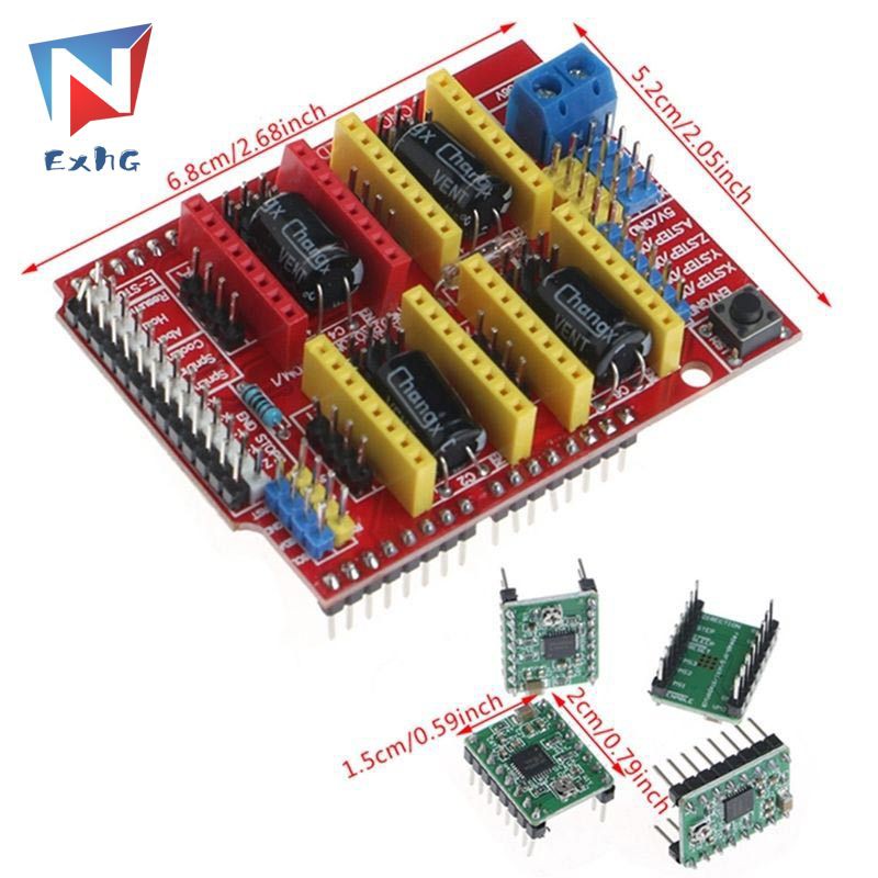 ExhG❤❤❤High quality New CNC Shield V3 Engraving Machine / 3D Printer / + 4 Pcs A4988 Driver Expansion Board for Arduino 