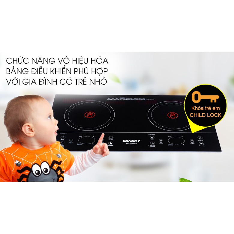 Bếp hồng ngoại đôi Sanaky SNK-201HGW (Mới 100%, bảo hành chính hãng 12 tháng)