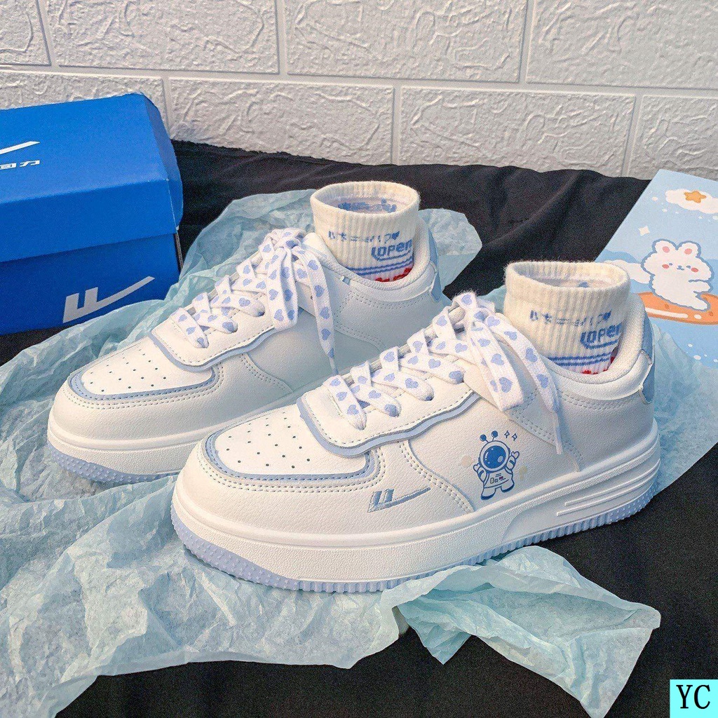 Giày Thể Thao Mùa Hè Năm 2021 Màu Xanh Dương/Trắng Cho Nữ Phong Cách Mới