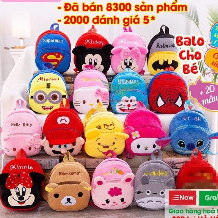 Balo trẻ em - Balo đi học cho bé chất nhung mịn, hoạt hình ngộ nghĩnh
