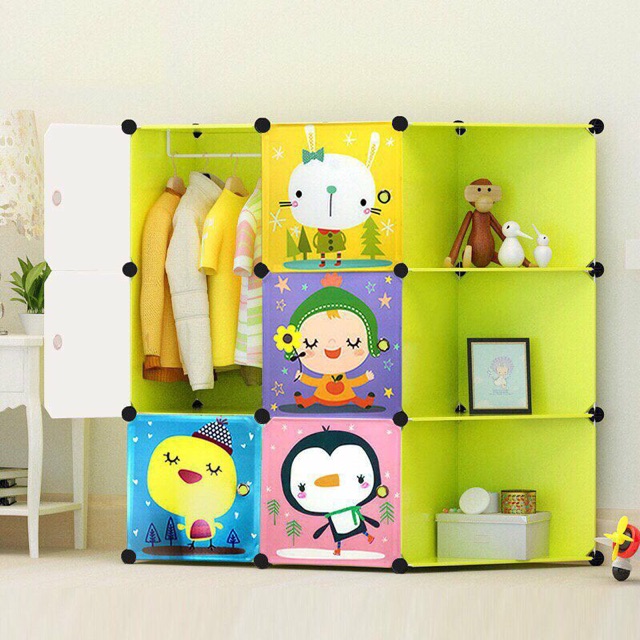 Size 37x37cm Tủ nhựa quần áo 6 ô kèm 3 góc để đồ. Tặng kèm 1 treo đồ.