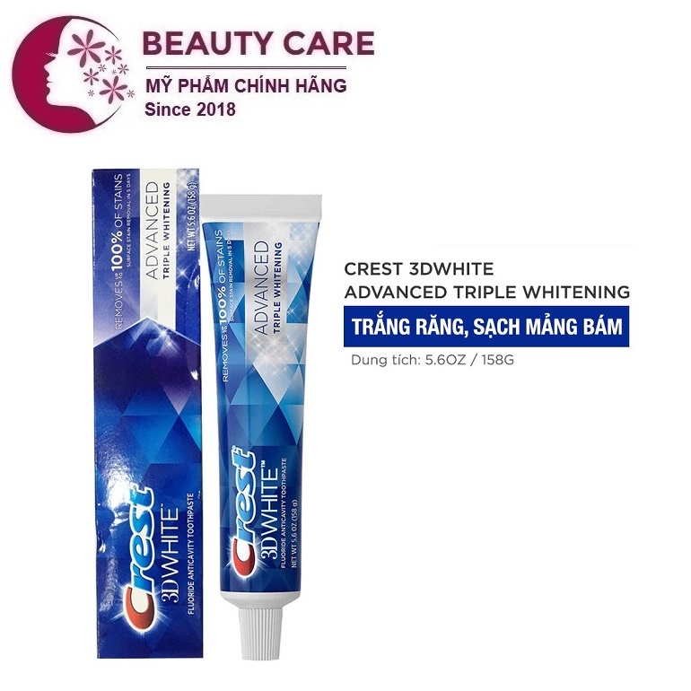 Kem Đánh Răng Crest 3D White Advanced Triple Whitening 158g - Hàng Nhập Khẩu Mỹ