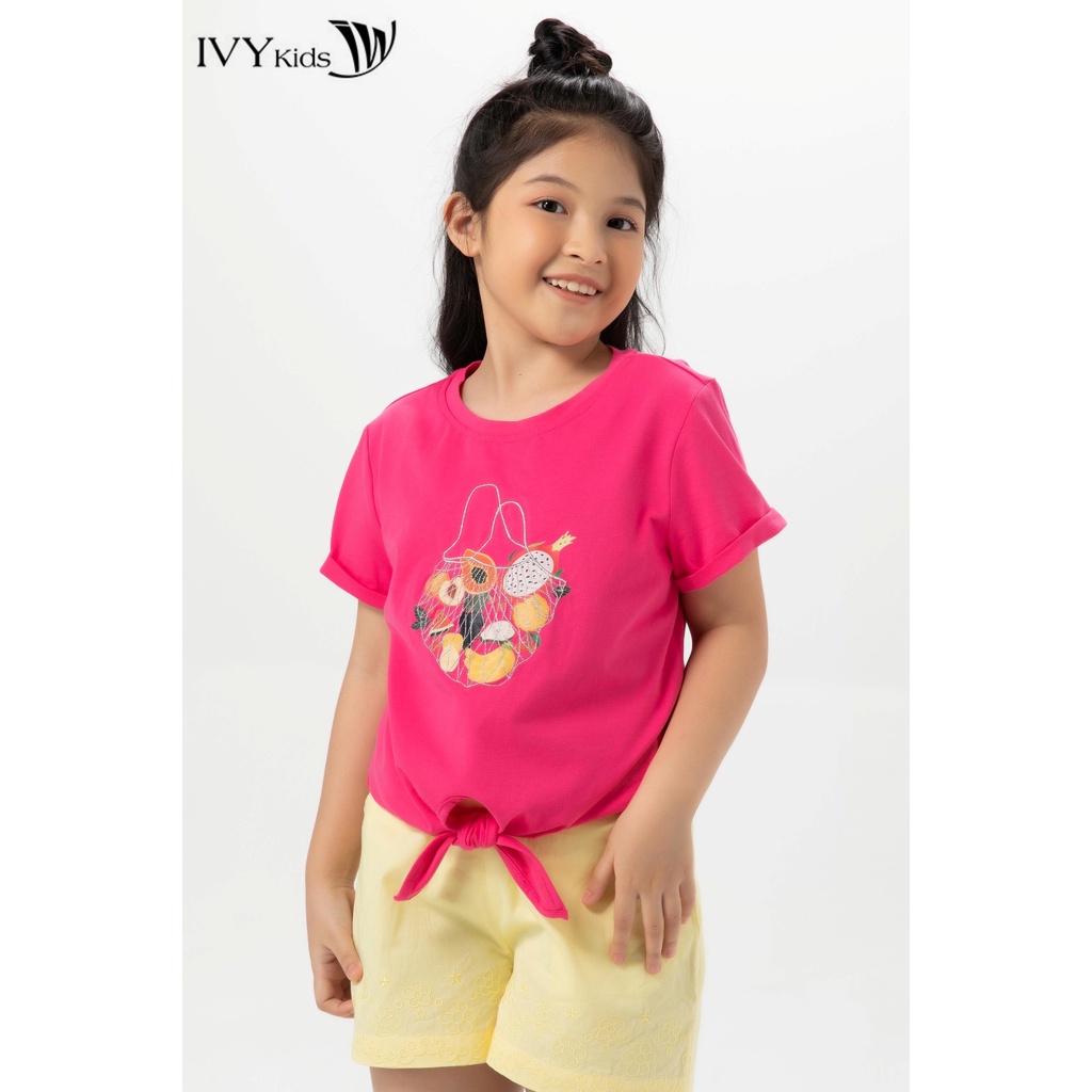 Áo thun thắt nơ bé gái IVY moda MS 57G1340