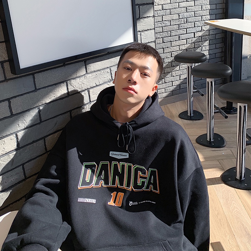 Áo Hoodie Dài Tay Thiết Kế Dáng Rộng Phong Cách Thể Thao Hàn Quốc Thời Trang Mùa Thu Cho Nam
