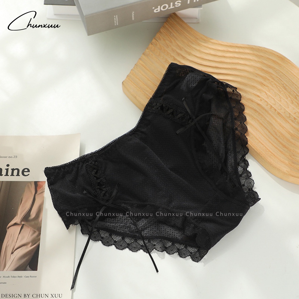 Quần lót nữ dạng lưới thắt nơ xinh xắn phối viền ren gợi cảm ChunXuu QC117