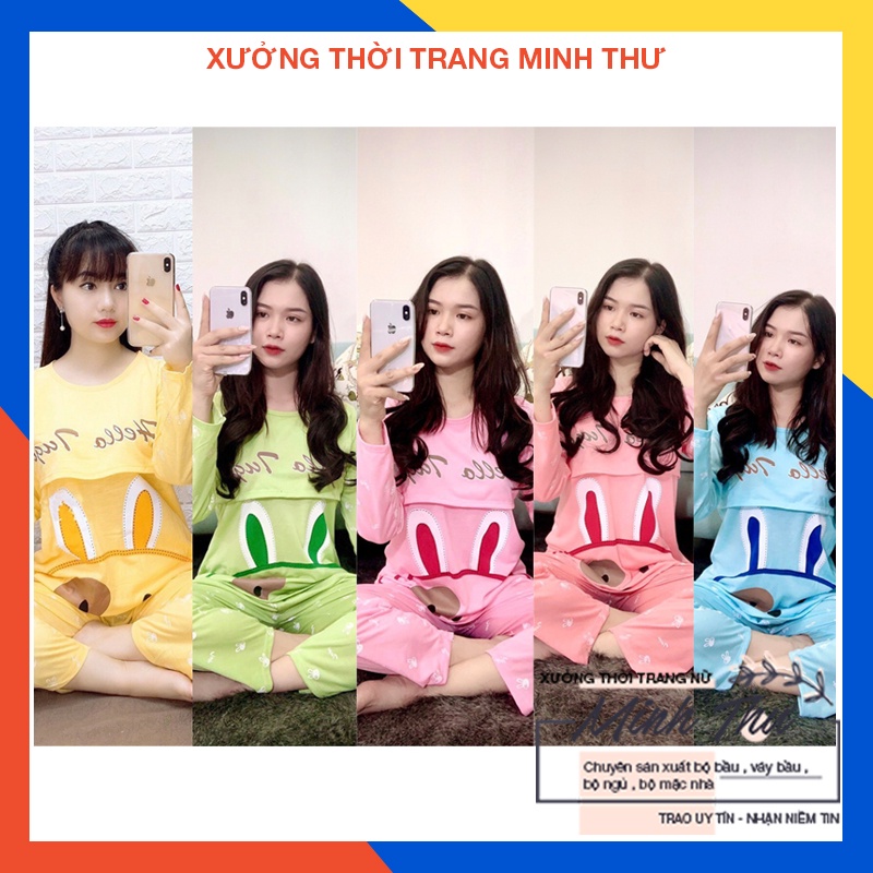 Bộ bầu - bộ sau sinh - cho con bú - chất liệu cotton ( tai thỏ - QDTD - MS - 023 )