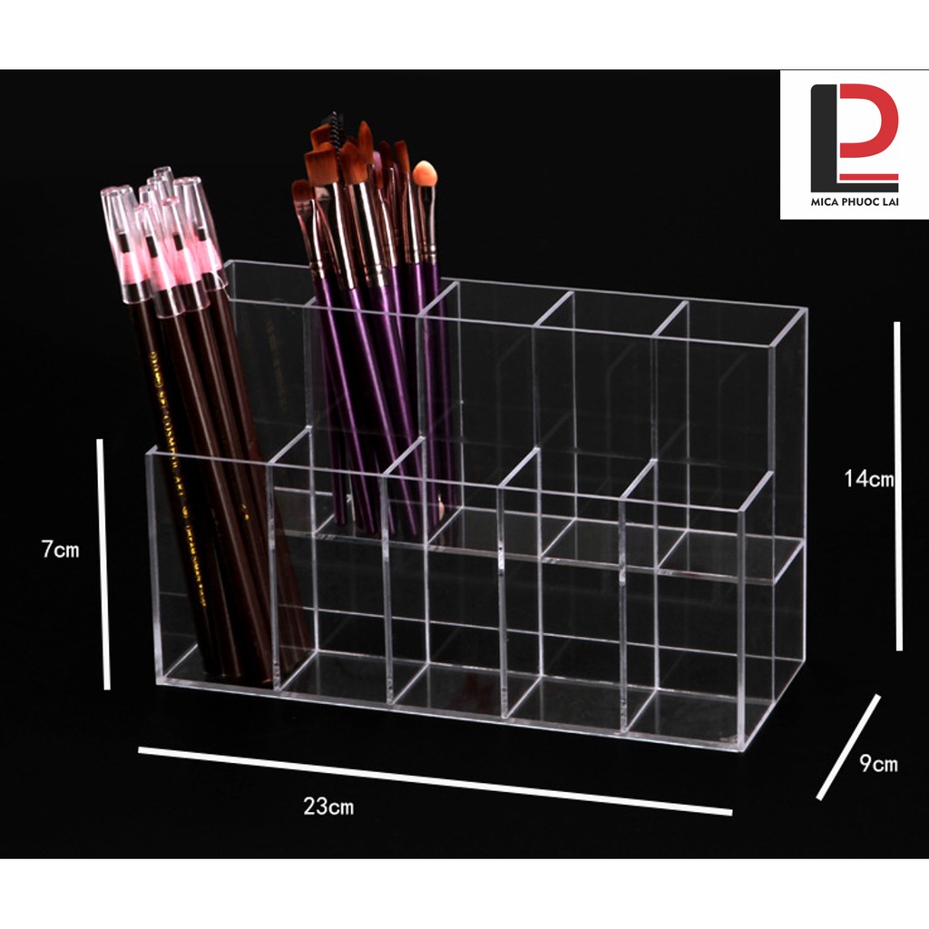 Kệ mica/acrylic đựng cọ trang điểm nhiều ngăn