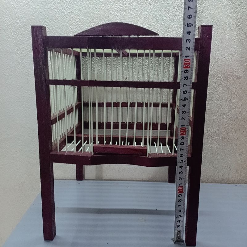 Lồng tắm khuyên có khay - khung gỗ nan cáp 25x33x33cm