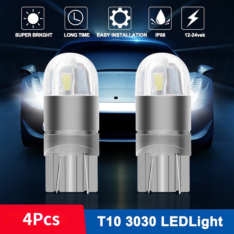 Set 4 Bóng Đèn LED T10 3030 2SMD 360 Độ Cho Xe Ô Tô
