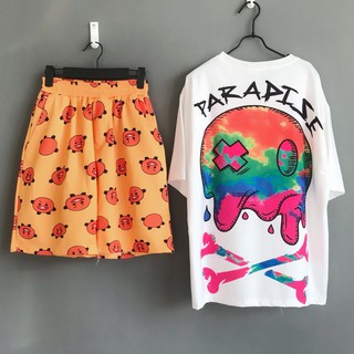 UNISEX - SET SHORT CARTOON + ÁO THUN TAY LỞ - SHORT HOẠT HÌNH - SHORT ULZZANG - ÁO THUN BAD HABBIT