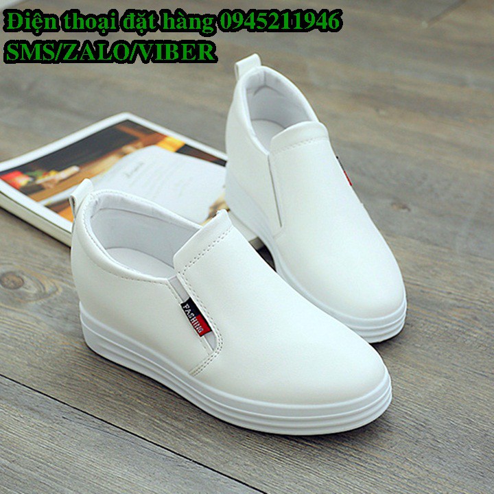 Giày Slipon độn đế 2 màu đen và trắng sneaker nữ có video ảnh thật