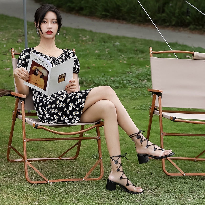 Xăng đan Cao Gót Quai Chéo Trong Suốt Thời Trang Mùa Hè Quyến Rũ Cho Nữ