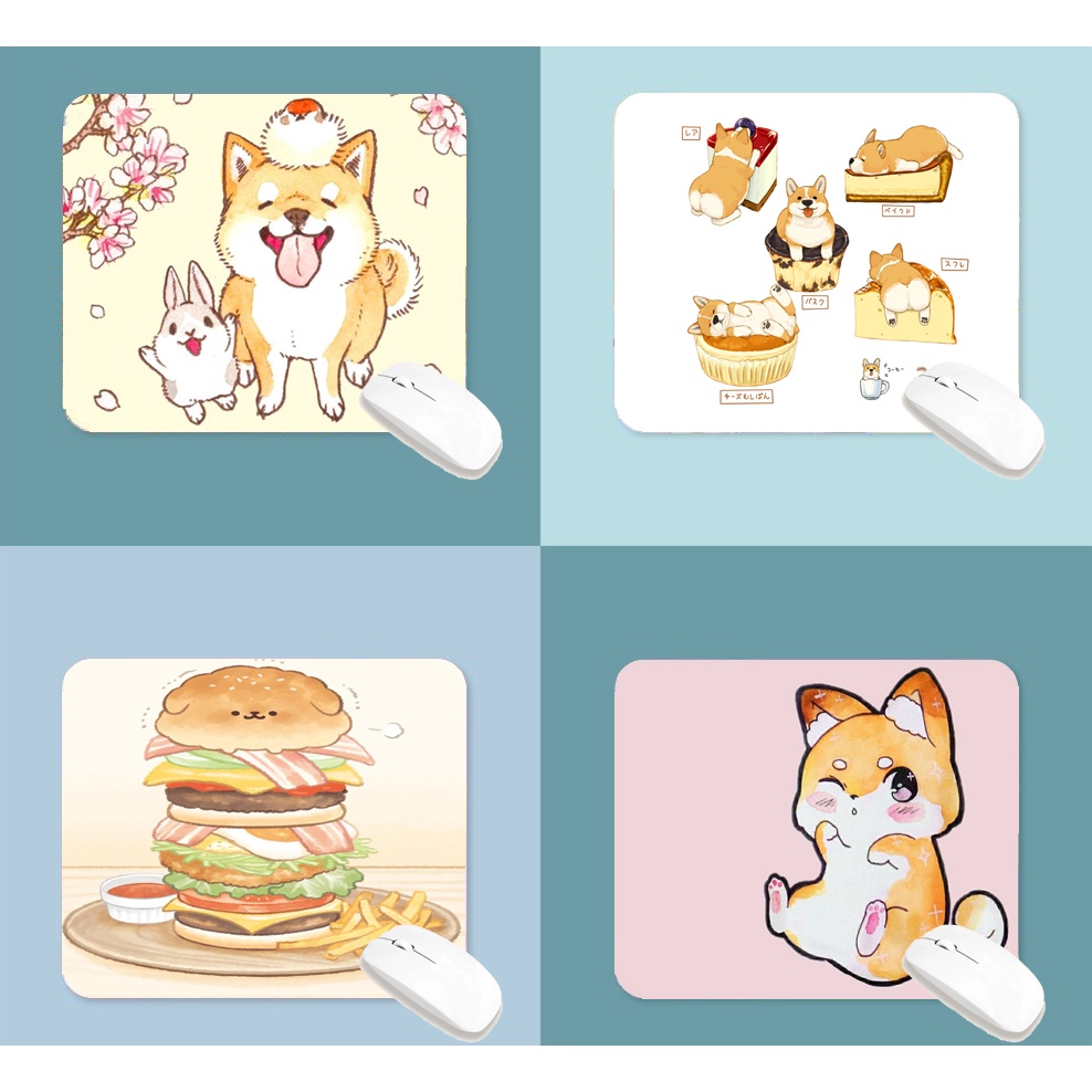 lót chuột shiba LOTI31 bàn di chuột cute dễ thương pastel 20 x 24 cm