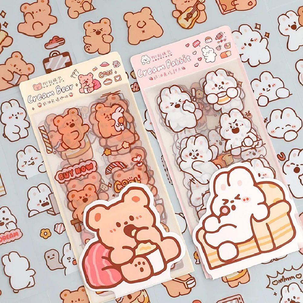 AUGUSTINA Miếng Dán Hình Gấu Hoạt Hình Phong Cách Hàn Quốc Trang Trí Sổ Tay DIY