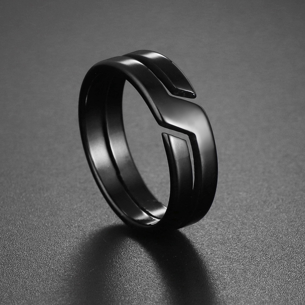 Nhẫn Thép Titan Không Gỉ 6mm Thiết Kế Hình Học Thời Trang
