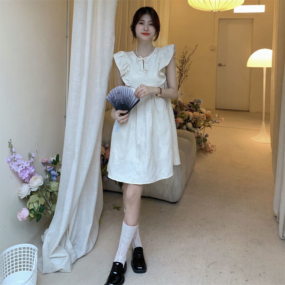 Váy babydoll Đầm Dáng Chữ A Đính Nơ Phong Cách Hàn Quốc Thời Trang Mùa Hè Mới Cho Nữ