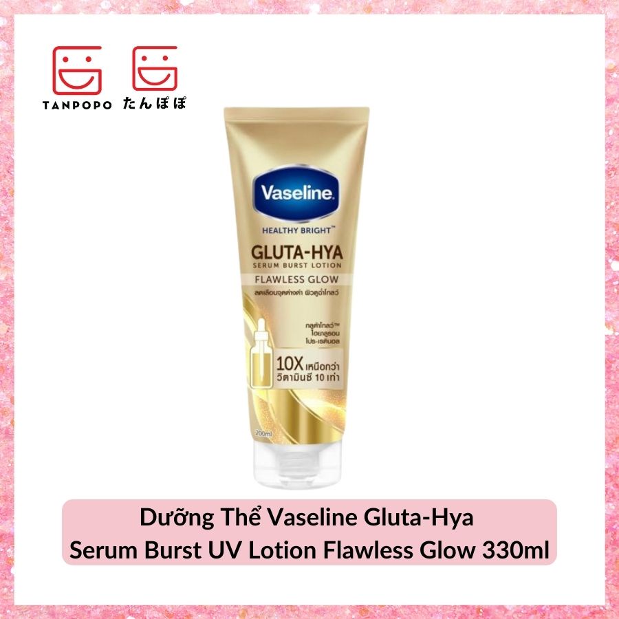 [Chính hãng] Dưỡng Thể Vaseline Gluta-Hya Serum Burst UV Lotion Flawless Glow 330ml