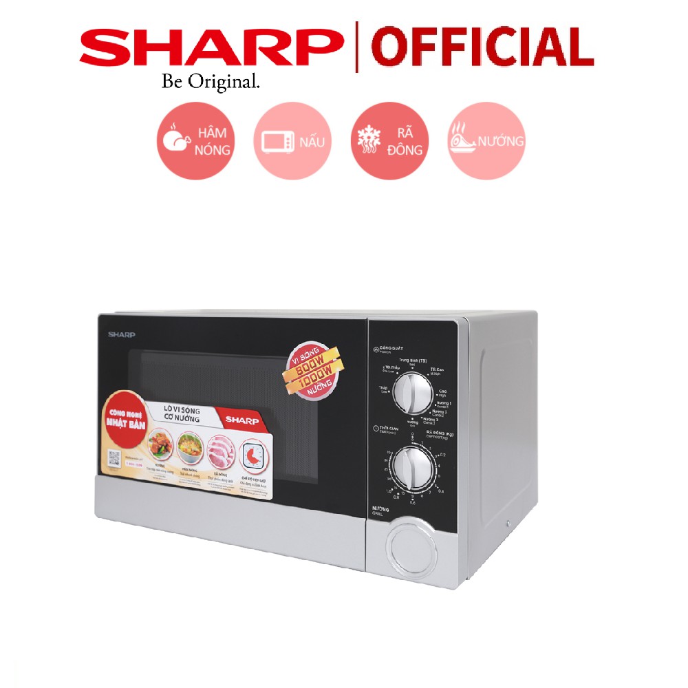 Lò vi sóng cơ Sharp R-G302VN-S Có Nướng 23L (Bạc) - Hàng Chính Hãng