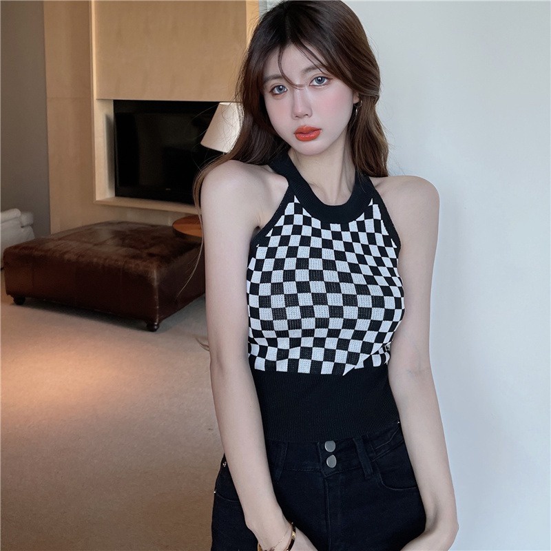 Áo hai dây ZHELIHANGFEI vải dệt kim hở rốn gợi cảm dễ phối đồ cho nữ