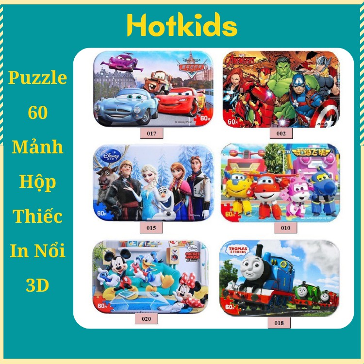 Tranh xếp hình 60 miếng gỗ puzzle hộp in nổi 3D/ Puzzle xếp hình 60 mảnh hộp nổi loại đẹp/ Đồ chơi xếp hình cho bé