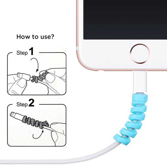 Bộ 10 Vỏ Bọc Bảo Vệ Dây Cáp Tai Nghe/ Cáp Sạc Kiểu Xoắn Ốc Pelindung Kabel