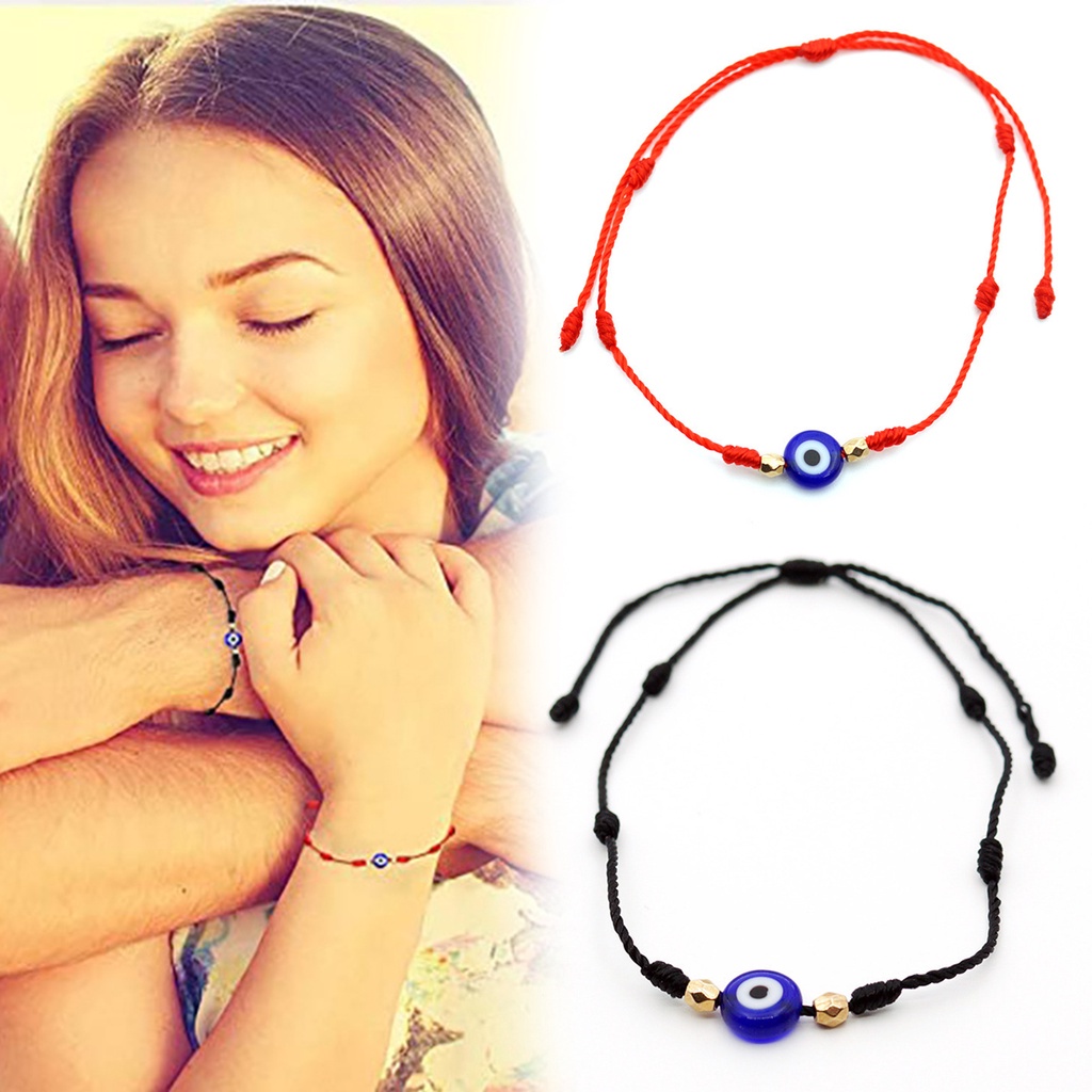 Vòng Đeo Tay May Mắn Màu Đỏ / Đen Hình Mắt Quỷ Thời Trang Dành Cho Nữ