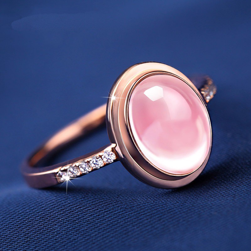 Nhẫn Mạ Vàng Hồng 18k Đính Đá Pha Lê Hồng Phong Cách Hàn Quốc