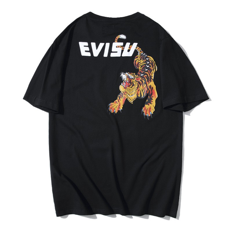 Áo Thun Cotton Dáng Rộng In Chữ Evisu Chất Lượng Cao Cho Nam Và Nữ