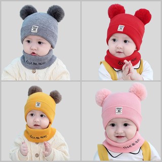 Mũ nón len kèm khăn siêu cute cho bé trai bé gái mẫu mới