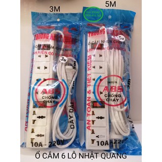 Ổ cắm điện Trường Nhật Quang dài 6 lỗ chịu nhiệt chống cháy chịu tải 2000W dài 3M / 5M