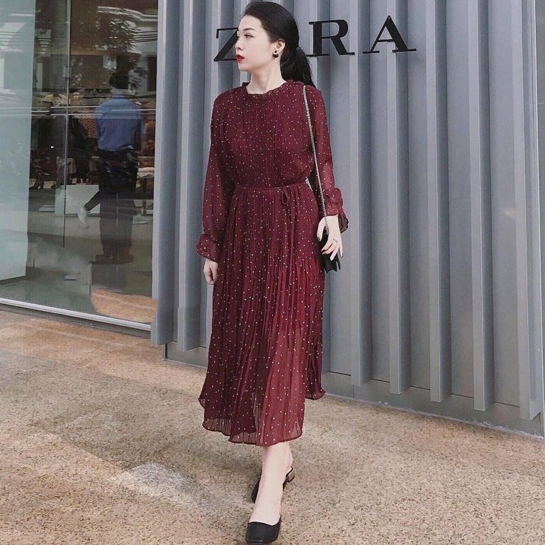 [BÁN SỈ] Váy Nữ/ Đầm Nữ Dáng Suông Có Dây Chiết Eo Dập Ly Chất Voan 2 Lớp Họa Tiết Bi_Xuống Phố Dịu Dàng | BigBuy360 - bigbuy360.vn