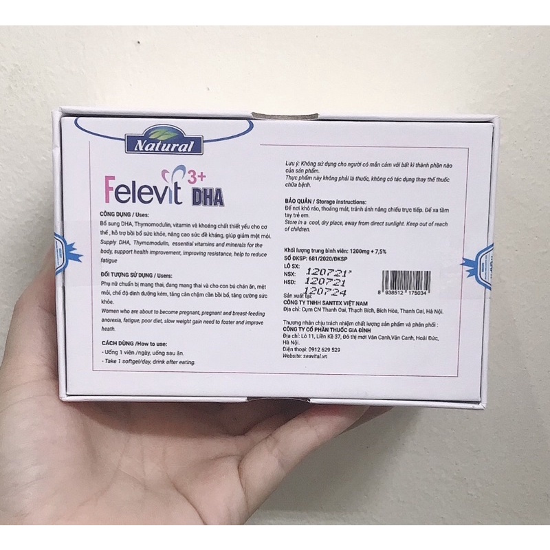 Viên uống bổ sung DHA và vitamin tổng hợp cho bà bầu Felevit 3+DHA