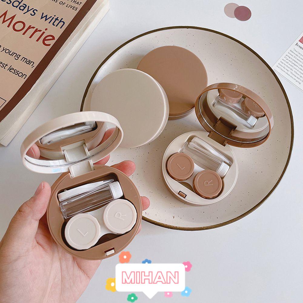 Hộp Đựng Kính Áp Tròng Màu Trơn Tích Hợp Gương Trang Điểm MIHAN1