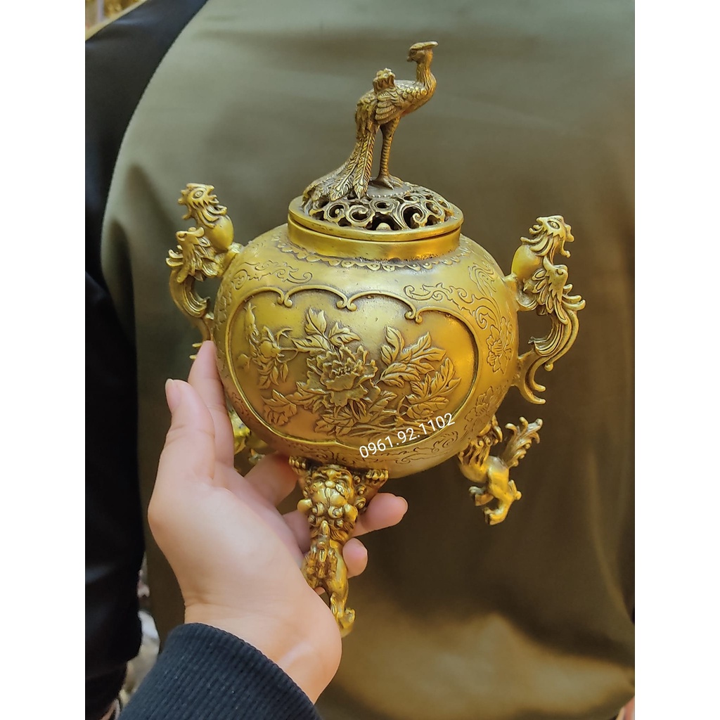 Lư đỉnh Trầm Phượng Hoàng Bằng Đồng