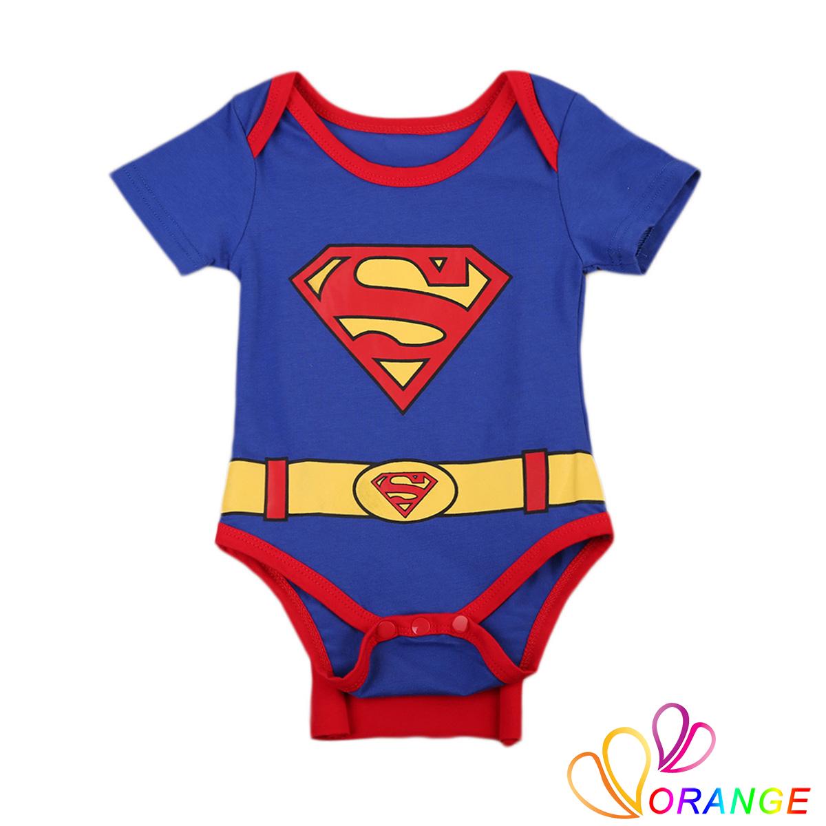 Áo Liền Quần Ngắn Tay In Hình Superman Cho Bé Trai Sơ Sinh Từ 0-24 Tháng Tuổi