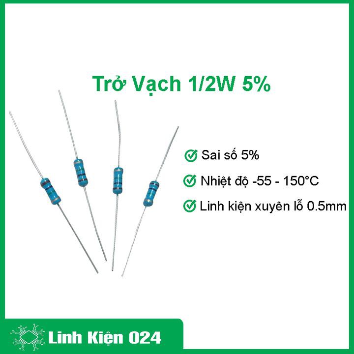 Gói 100 Con Trở Vạch 1/2W 5%