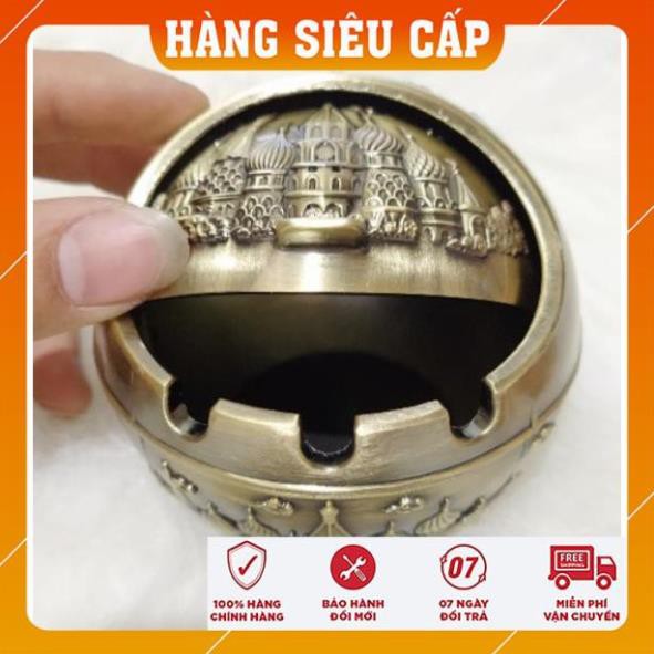 (Quà biếu tặng độc đáo) Gạc tàn thuốc lá bằng đồng có nắp đóng mở